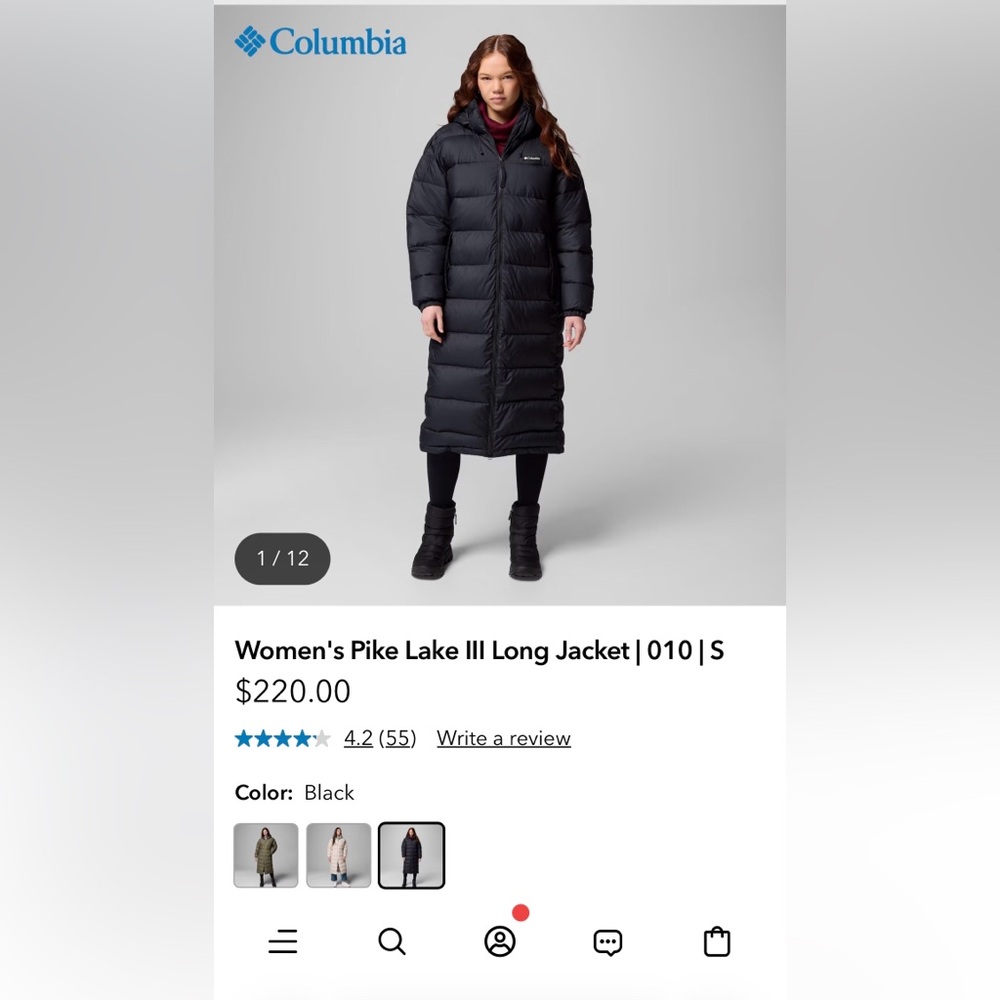Columbia Women's Pike Lake III Long Puffer Jacket - Black